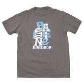 Baseline - New Stacked Logo Tee (Charcoal/Blue & White)